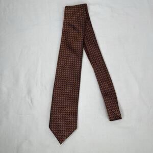 Andrew's Ties Made in Milano Italy, 100% silk, square print, gold/brown, classic